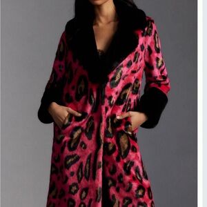 Maeve Vibrant Pink Animal Print Teddy Jacket
